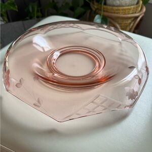 Vintage Pink Depression Glass Console Bowl with Rolled Rim